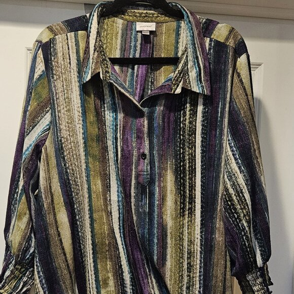Avenue striped collared multicolor blouse size 26/28 - Picture 1 of 1